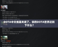 DOTA中文維基關(guān)閉了，你的DOTA世界還剩下什么？