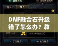 DNF融合石升級錯(cuò)了怎么辦？教你如何挽回?fù)p失，輕松解決困擾！