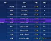 爭霸服S1合區(qū)規(guī)則詳解，帶你玩轉(zhuǎn)全新挑戰(zhàn)！