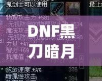 DNF黑刀暗月屬性介紹：黑暗中的刀鋒，掌控?zé)o盡力量