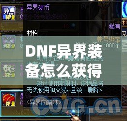 DNF異界裝備怎么獲得100級？輕松攻略解析，助你提升實力！