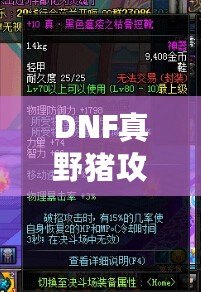 DNF真野豬攻略講解——輕松擊敗野豬王，帶你暢游地下城！