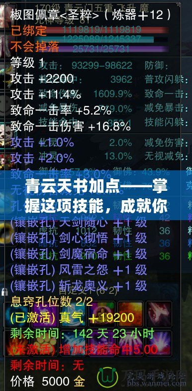 青云天書加點(diǎn)——掌握這項(xiàng)技能，成就你的游戲巔峰