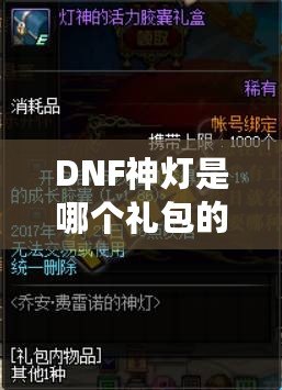 DNF神燈是哪個(gè)禮包的？探索《地下城與勇士》最新神燈禮包的驚喜與價(jià)值