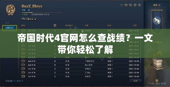 帝國(guó)時(shí)代4官網(wǎng)怎么查戰(zhàn)績(jī)？一文帶你輕松了解