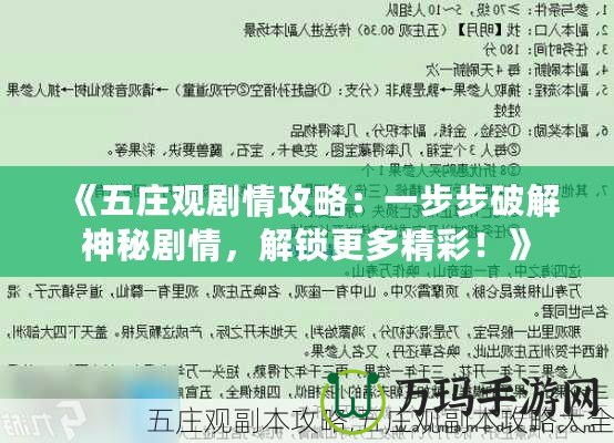 《五莊觀劇情攻略：一步步破解神秘劇情，解鎖更多精彩！》