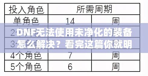 DNF無法使用未凈化的裝備怎么解決？看完這篇你就明白了！