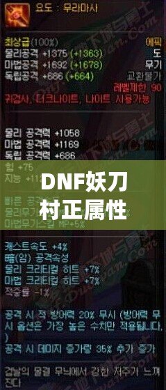 DNF妖刀村正屬性解析：強力武器，助你登頂巔峰！