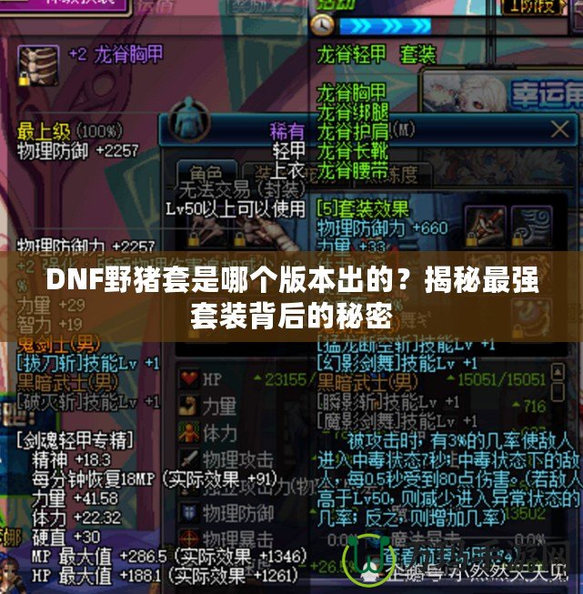 DNF野豬套是哪個版本出的？揭秘最強套裝背后的秘密