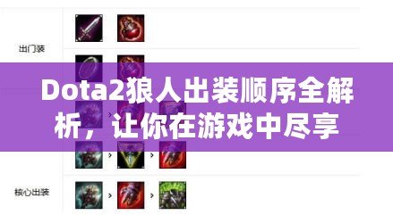 Dota2狼人出裝順序全解析，讓你在游戲中盡享強(qiáng)力擊殺！