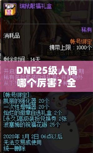 DNF25級人偶哪個(gè)厲害？全方位解析最強(qiáng)人偶選擇！