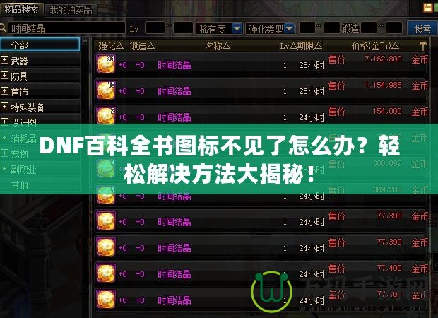 DNF百科全書圖標不見了怎么辦？輕松解決方法大揭秘！