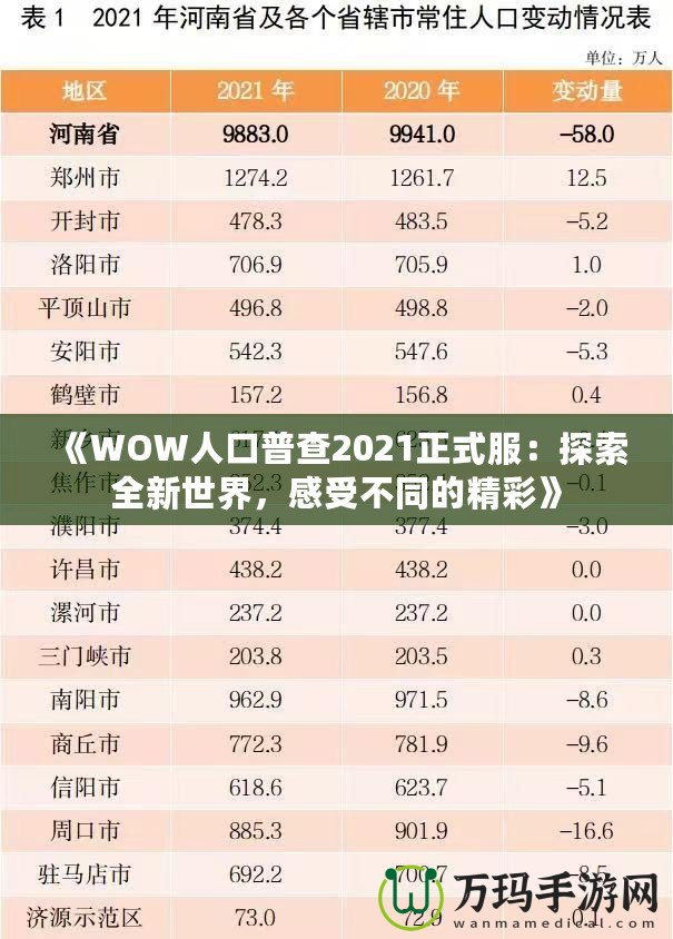 《WOW人口普查2021正式服：探索全新世界，感受不同的精彩》