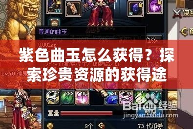 紫色曲玉怎么獲得？探索珍貴資源的獲得途徑與技巧