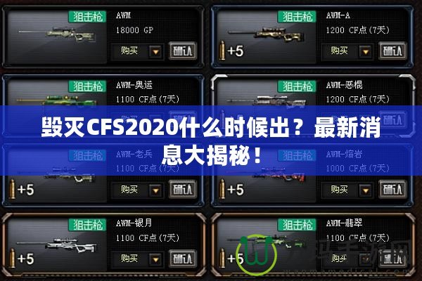 毀滅CFS2020什么時(shí)候出？最新消息大揭秘！