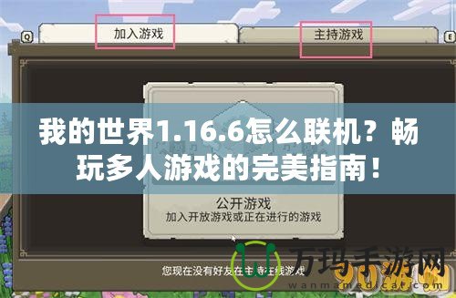 我的世界1.16.6怎么聯(lián)機(jī)？暢玩多人游戲的完美指南！